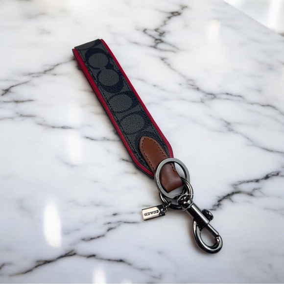 Coach Red and Black Signature Key Holder - Picture 1 of 7